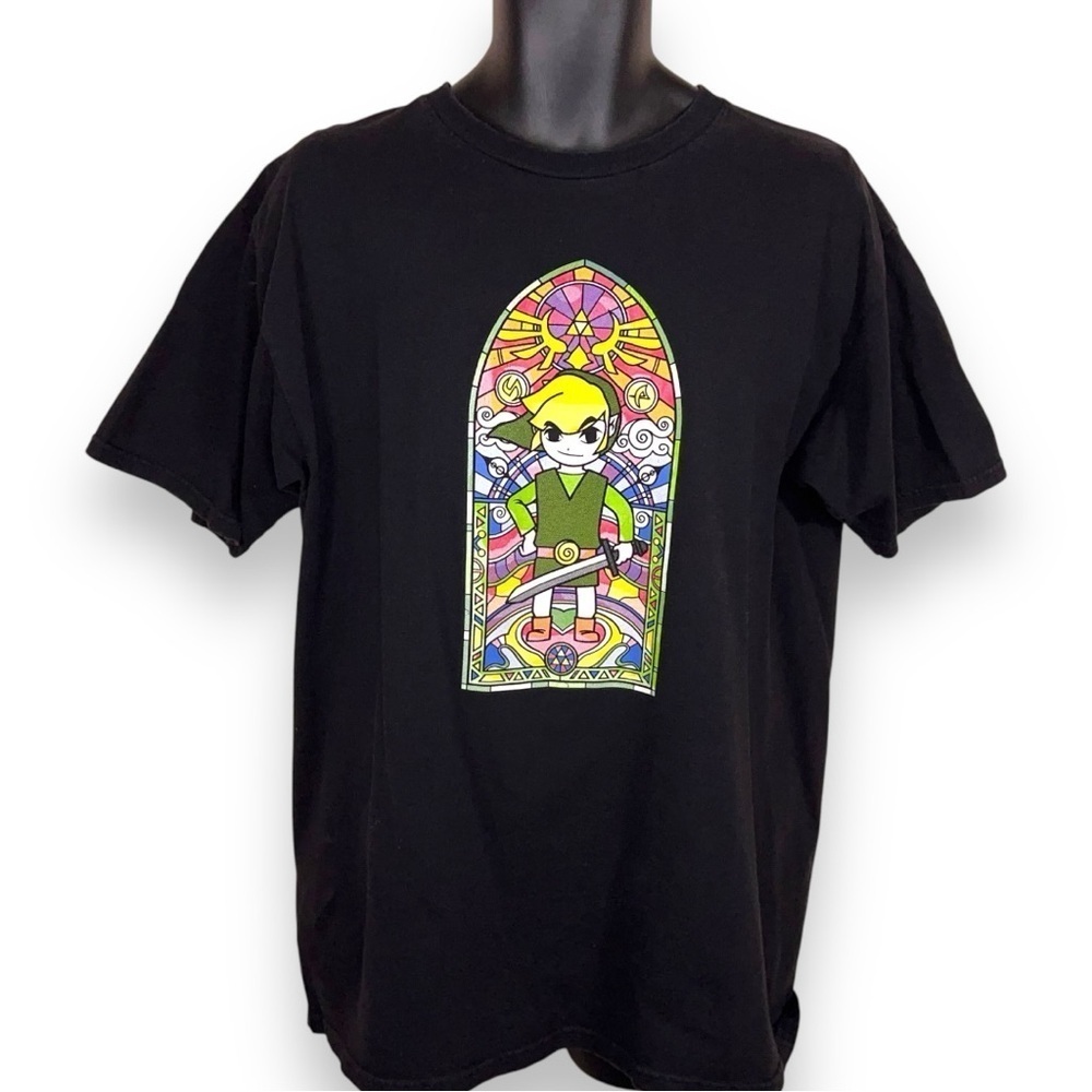Large Zelda Hyrule Church Tee Black Graphic Tshirt Link Gamer Legend Of Zelda